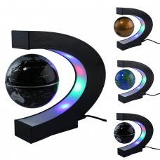 C Shape Magnetic Levitation Floating World Map Globe Rotating with LED Light   112769394112